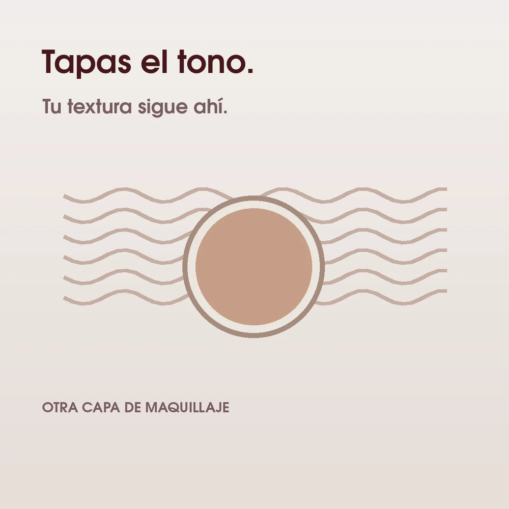 Ilustración de un compacto de maquillaje sobre líneas de textura.