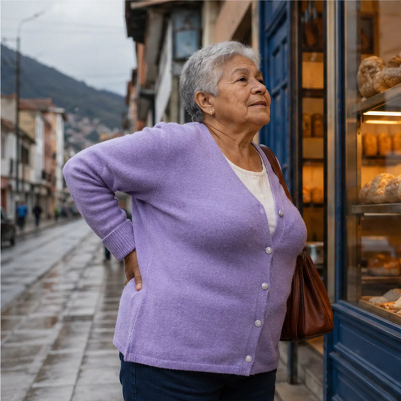 Mujer con molestia que baja desde la espalda