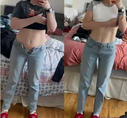 Natalia Cárdenas con bebida rosada en su cocina