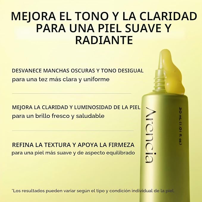 Arencia Suero de Impulso de Vitamina C con Glutatión, Niacinamida y Vitamina E para Piel Luminosa 1.01 fl oz