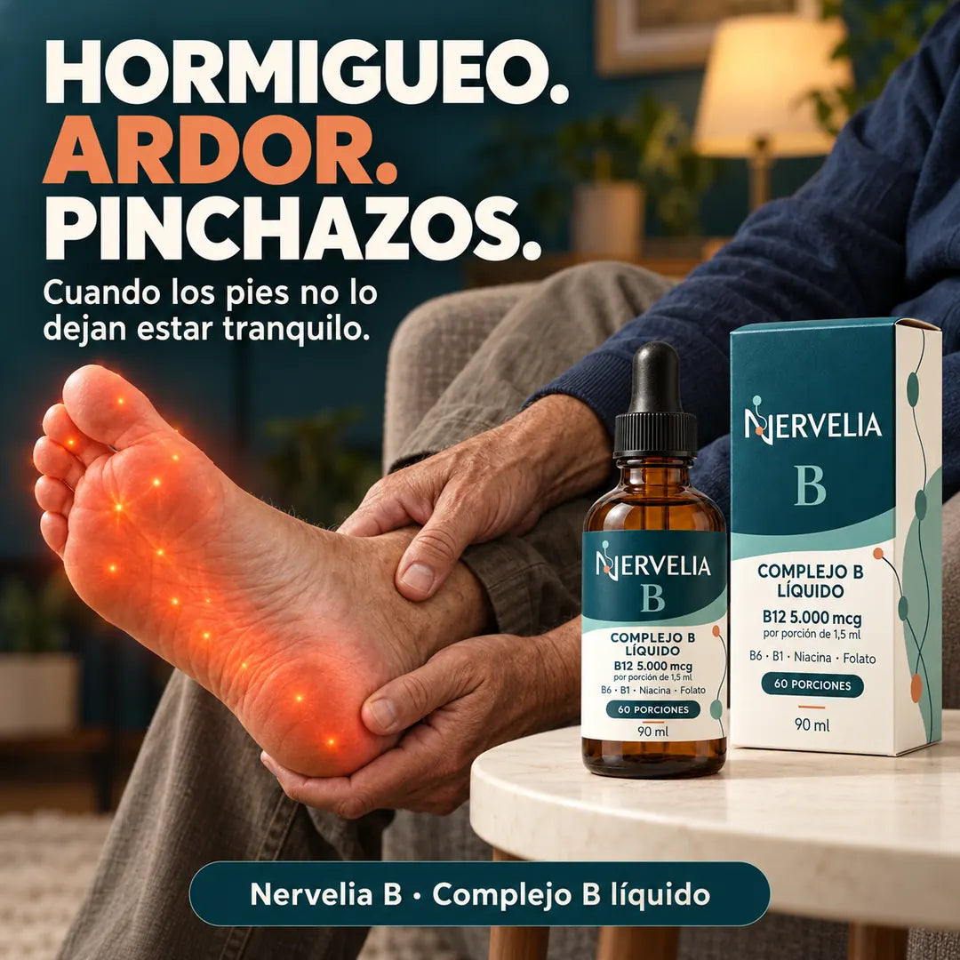 Un calmante y una vitamina no hacen el mismo trabajo. Nervelia B: B12, B1, B3, B6 y folato en formato líquido. 90 ml, 60 porciones.