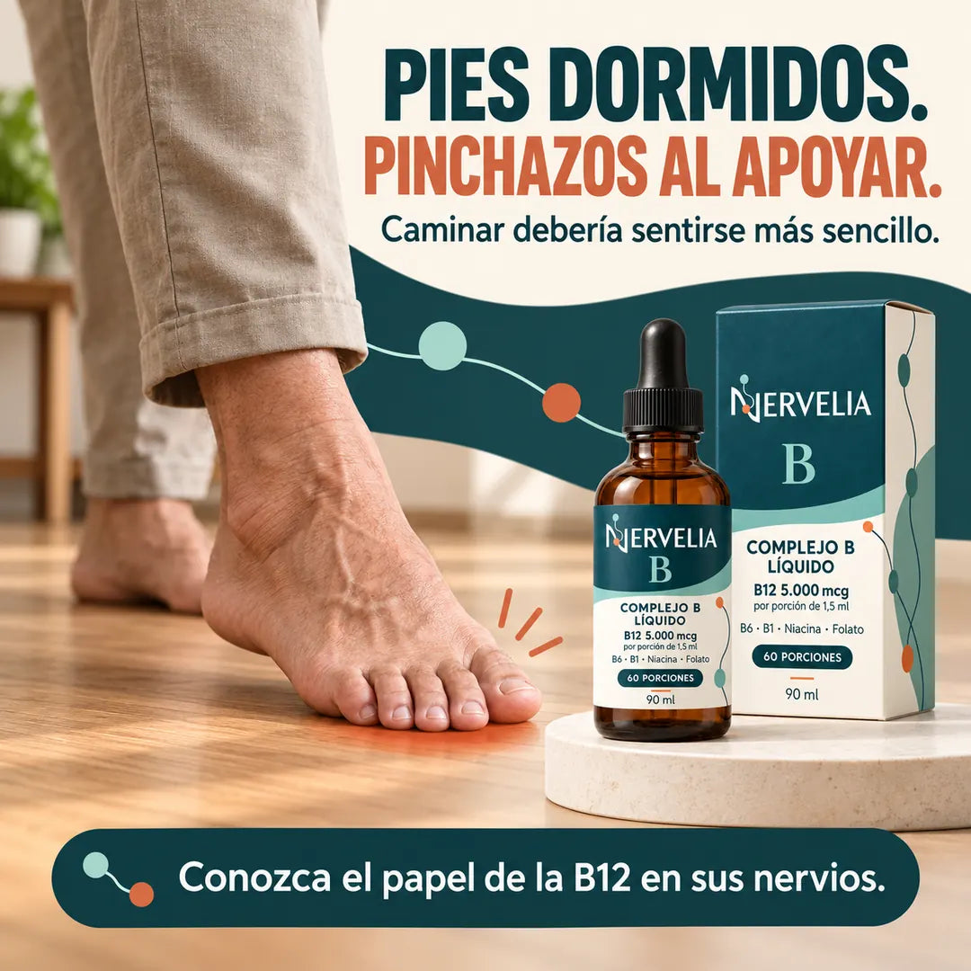 Sus nervios también necesitan vitaminas. B12 como metilcobalamina: participa en el funcionamiento del sistema nervioso. B1, B3, B6 y folato: otras cuatro vitaminas B en la misma porción.