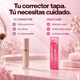 Comparación visual del corrector y el cuidado del bálsamo.