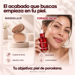 Comparación visual de la base de maquillaje y el sérum.