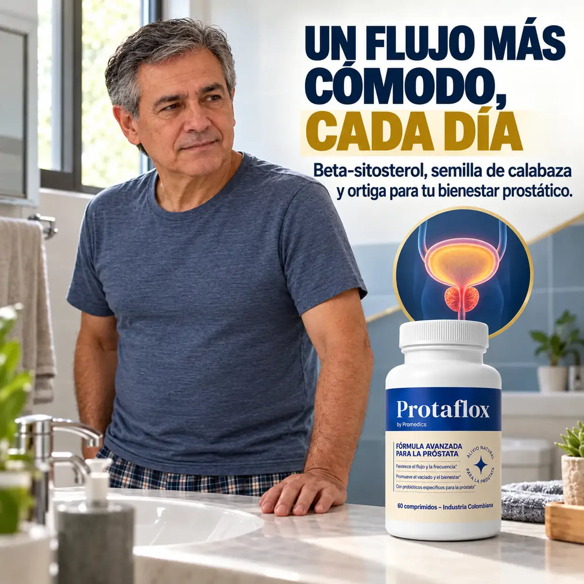 Creatividad sobre flujo urinario y bienestar prostático con ProtafloX