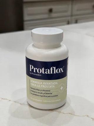 Frasco de ProtafloX sobre una superficie de cocina