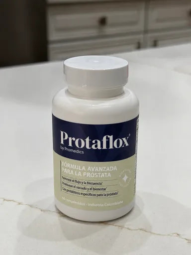 Frasco de ProtafloX sobre una superficie de cocina